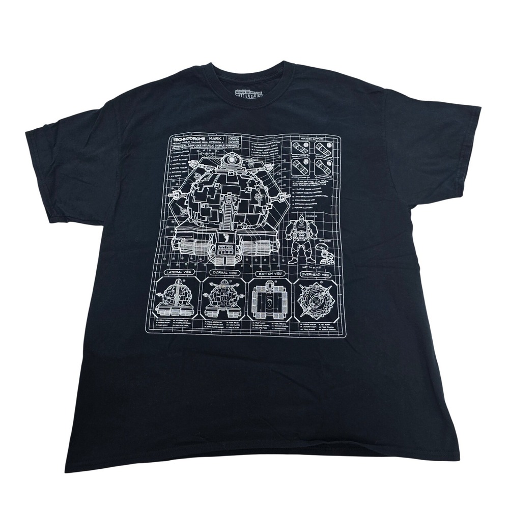 TMNT Technodrome Mark I Blueprint Black T-Shirt‎ 2XL Loot Crate Exclusive 2019